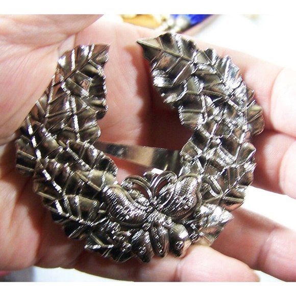 Sylvia Dahl Butterfly & Leaves Silver Tone Clip for Apparel, Hair, Craft Project - Picture 6 of 6